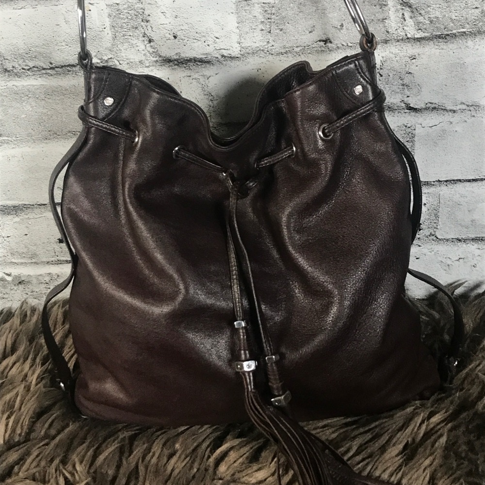 VTG JUICY COUTURE Leather Drawstring Gold Stud Shoulder Bag